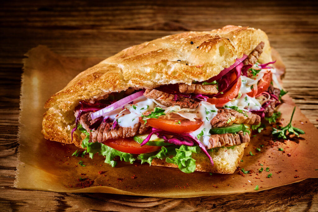 Tasty traditional Turkish doner kebab